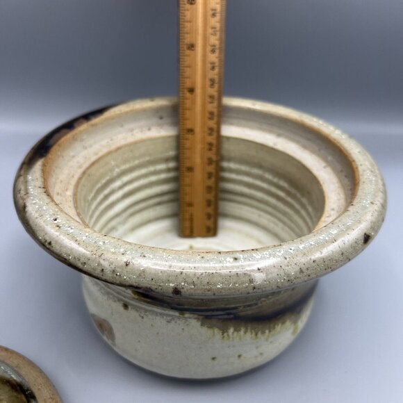 Vtg Studio Art Pottery Lidded 1Qt Casserole w/ Handles Crock Earthy Hygge - Picture 11 of 16